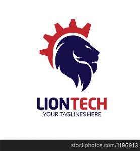 lion head and gear logo,Lion Engineering Logo, lion's head forming a gear in a modern style