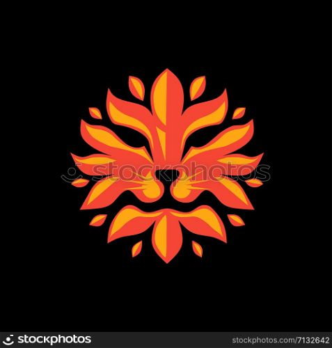 lion head circle with black background color vector concept