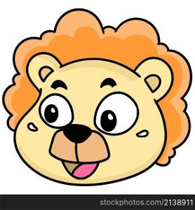 lion head emoticon with happy laughing face