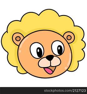 lion head emoticon with happy smile laughing face