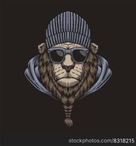 Lion head eyeglasses vector illustration