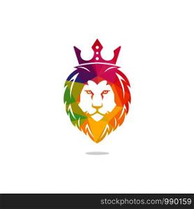 Lion head logo vector design. lion king head sign concept.