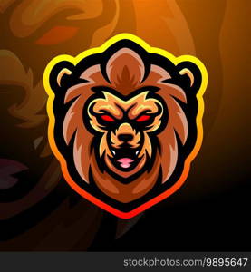 Lion head mascot esport logo design