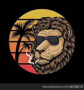 Lion Head Smoke vector illustration