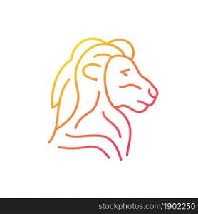 Lion head symbol gradient linear vector icon. Singapore national animal. Official mascot. Merlion statue. Thin line color symbol. Modern style pictogram. Vector isolated outline drawing. Lion head symbol gradient linear vector icon