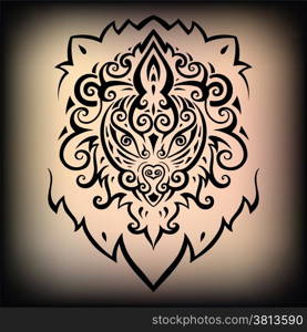 Lion head. Tribal pattern. Ethnic tattoo. Vector illustration