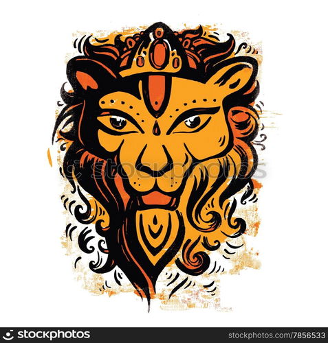 Lion head. Tribal pattern. Ethnic tattoo. Vector illustration.