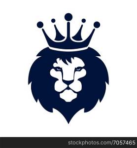 Lion head with crown logo design.