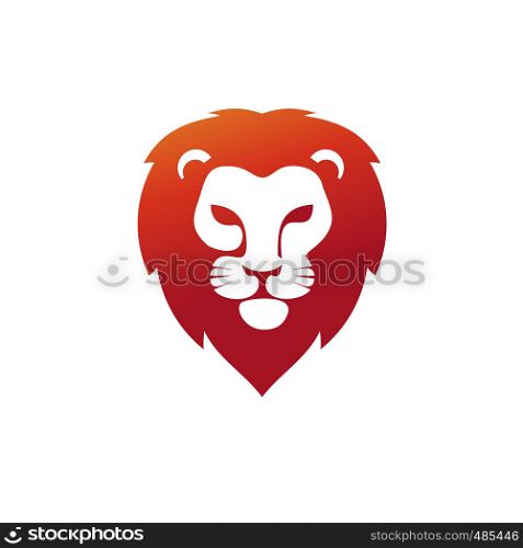 Lion head with red color logo vector graphic illustration