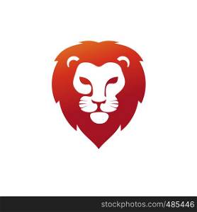 Lion head with red color logo vector graphic illustration