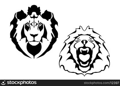 Lion heads on a white background.