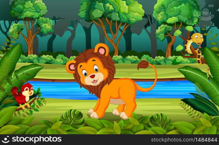 Lion in the forest
