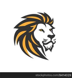 Lion king head logo template. Royal design symbol. King, luxury, predator, animal, safari, strong, modern logotype. Flat design. Vector illustration.