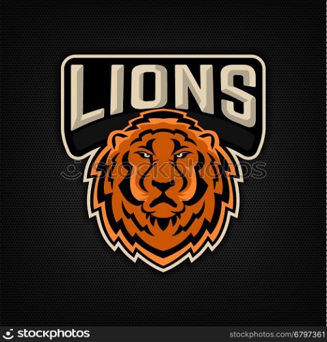 Lion logo. Sport team emblem template. Design element for logo, label ,emblem, sign, badge. Vector illustration.