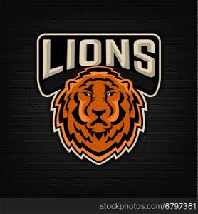 Lion logo. Sport team emblem template. Design element for logo, label ,emblem, sign, badge. Vector illustration.