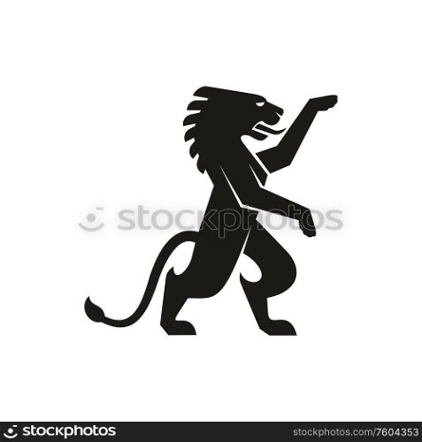 Lion or pegasus animal isolated heraldry symbol. Vector Japanese dragon mascot silhouette. Japanese dragon or lion heraldry mascot isolated