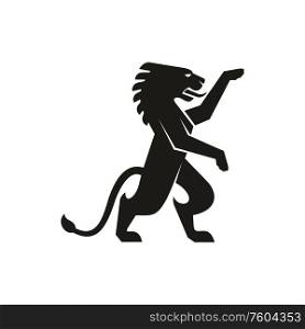 Lion or pegasus animal isolated heraldry symbol. Vector Japanese dragon mascot silhouette. Japanese dragon or lion heraldry mascot isolated