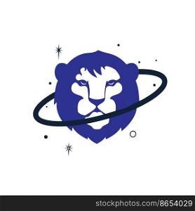 Lion planet vector logo design template. 