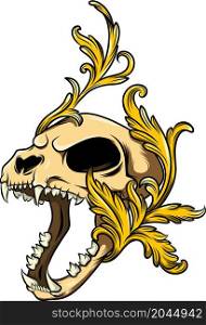 Lion skull and baroque for tattoo design of illustration
