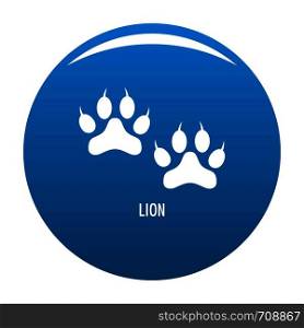 Lion step icon vector blue circle isolated on white background . Lion step icon blue vector