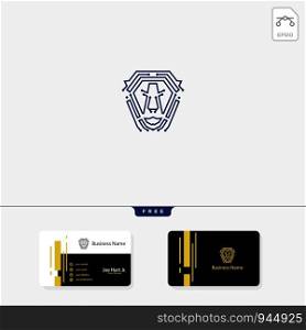 lion tech logo icon template vector illustration, get free business card design template