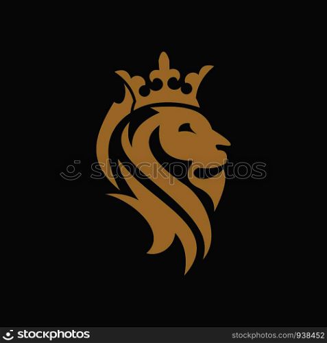 lion wears crown illustration logo template