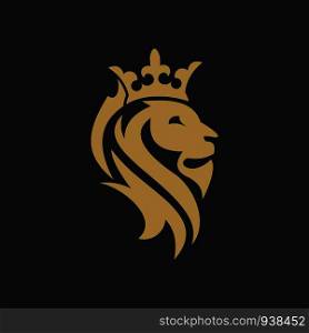 lion wears crown illustration logo template