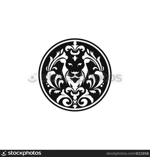 Lion with tribal tattoo logo illustration