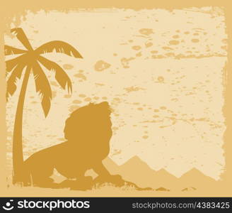 Lion2. The lion growls under a palm tree. A vector illustration
