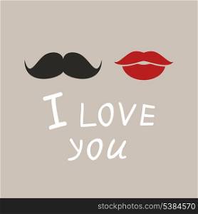 Lips and moustaches. A vector illustration
