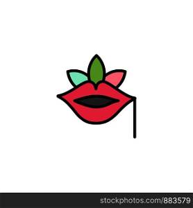 Lips, Flower, Plant, Rose, Spring Business Logo Template. Flat Color