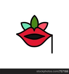 Lips, Flower, Plant, Rose, Spring Flat Color Icon. Vector icon banner Template