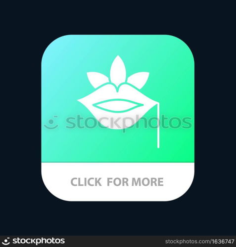 Lips, Flower, Plant, Rose, Spring Mobile App Button. Android and IOS Glyph Version