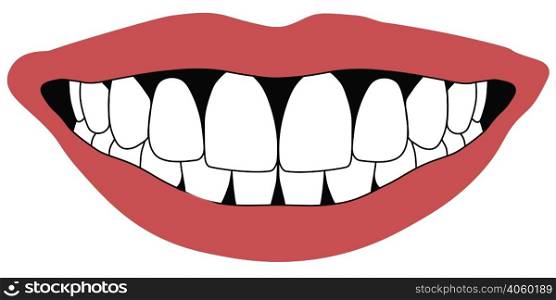 lips front teeth open mouth white front teeth dentistry concept, vector