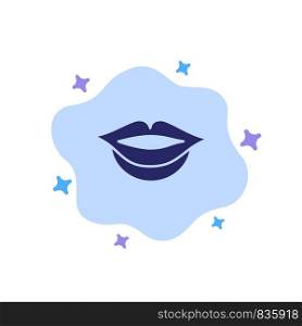 Lips, Girl Blue Icon on Abstract Cloud Background