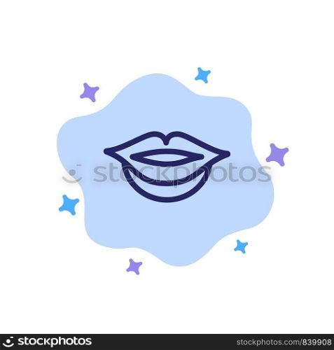 Lips, Girl Blue Icon on Abstract Cloud Background