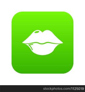 Lips icon green vector isolated on white background. Lips icon green vector