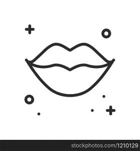 Lips kiss line icon. Woman lips contour sign and symbol. Love relationship romantic tattoo theme. Female lips print. Lipstick kiss