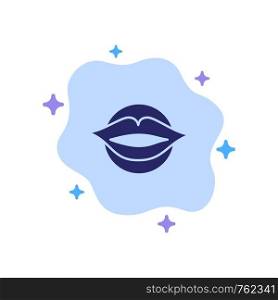 Lips, Mouth, Valentine's, Face, Beauty Blue Icon on Abstract Cloud Background