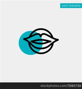 Lips, Mouth, Valentine&rsquo;s, Face, Beauty turquoise highlight circle point Vector icon