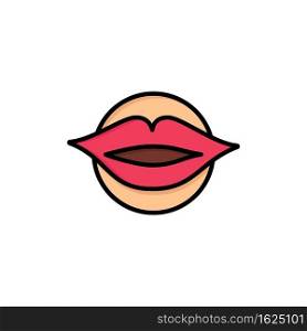 Lips, Mouth, Valentine’s, Face, Beauty  Flat Color Icon. Vector icon banner Template