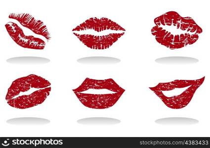 Lips of the girl. Collection of female lips of the different form. A vector illustration
