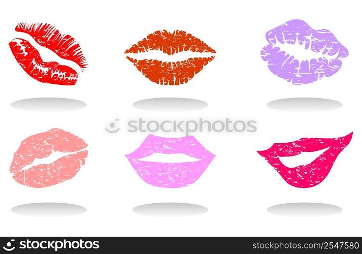 Lips of the girl2. Collection of female lips of the different form. A vector illustration