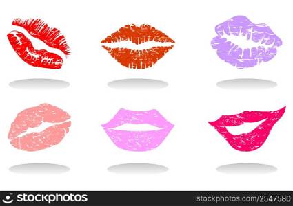 Lips of the girl2. Collection of female lips of the different form. A vector illustration