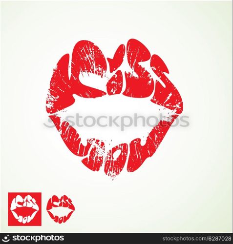 lips print in shape of words KISS YOU - Valentines Day element