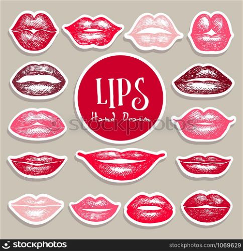 Lips set. Stickers design element.