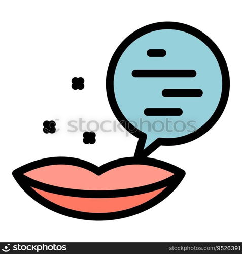 Lips speech icon outline vector. Public election. Rhetoric elocution color flat. Lips speech icon vector flat