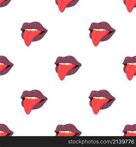 Lips with tongue pattern seamless background texture repeat wallpaper geometric vector. Lips with tongue pattern seamless vector