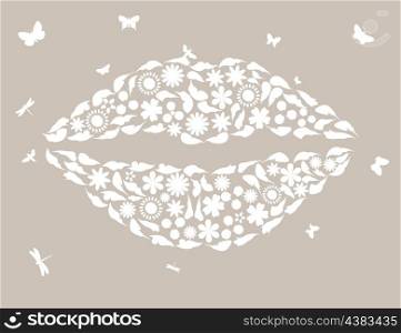 Lips4. Female lips from colours and butterflies. A vector illustration