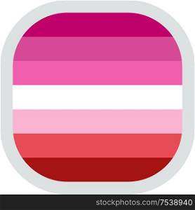 Lipstick Lesbian flag, rounded square shape icon on white background, vector illustration. rounded square with flag pride lgbt